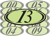 Chartreuse and Black Two Digit Oval Year Sign