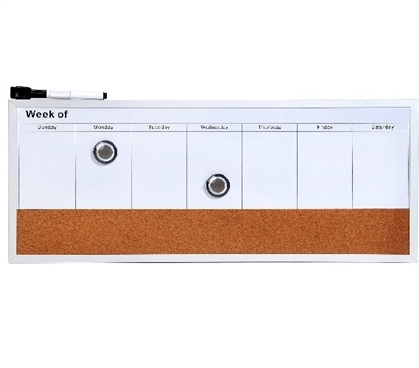 Dorm Essential - Framed One Week Calendar with Cork Strip - Useful for College