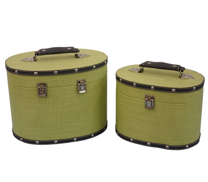Mustard Yellow Texture Mini-Trunks (Set of 2) - Rounded Style Dorm Essentials Dorm Trunks