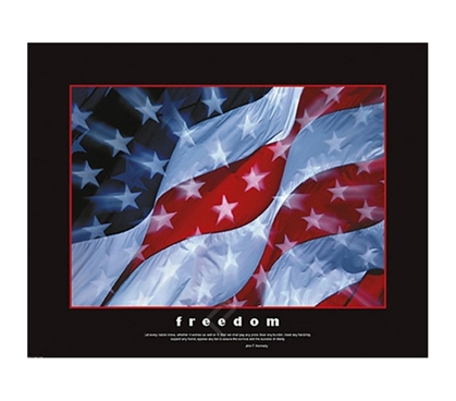 Freedom Flag College Dorm Room Poster red, white, and blue American freedom flag dorm room decor poster