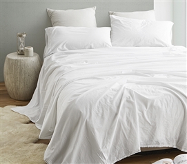 Ultra Cozy Washed Cotton Percale Full Sheets High Quality Luxury College Bedding Essential