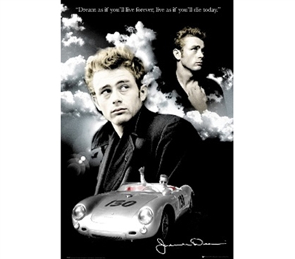 James Dean - Clouds & Car Poster