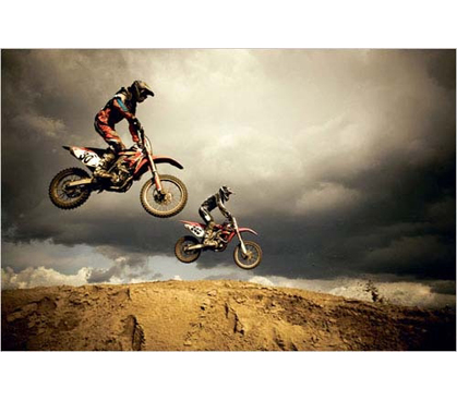 College Dorm Decor - Motorcross Dirtbike Flying Across Jump - Cheap Wall Poster