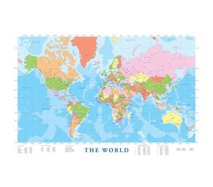 Planning World Travel in a Useful Modern Map of the World Poster