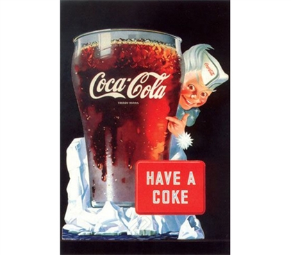 Coca-Cola - Have a Coke Poster- Beverage category showing ice cold glass of coke in college dorm poster