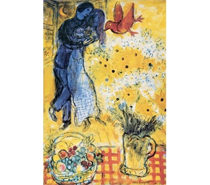 French Riviera Style - Les Amoureux aux Marguerites - Chagall Poster