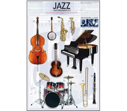 Collage of Musical Jazz Instruments Wall Poster