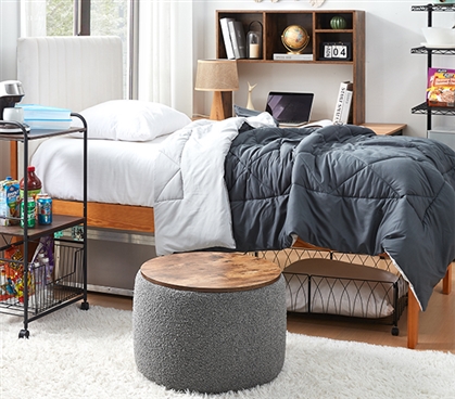 2East - Storage Table Ottoman - Black / Gray