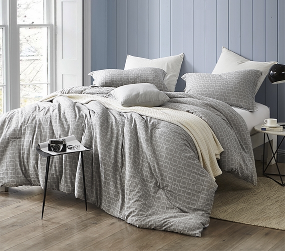 Soft Cotton XL Twin Comforter Set with Matching Sham Highlands Yarn Dyed  Cotton Gray College Bedding