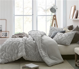 Beautiful Farmhouse Morning Oversized College Comforter Easy to Match Glacier Gray Dorm Bedding
