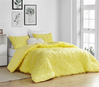 Stylish Farmhouse Morning Limelight Yellow College Comforter Texture Pattern Extra Long Twin Bedding