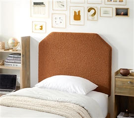 Brown Boucle Upholstered Headboard Boho Twin XL Bedding Accessory Trendy Dorm Room Ideas