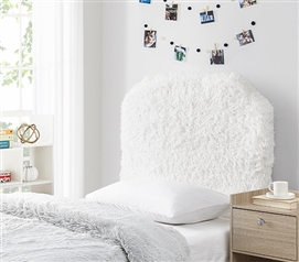 Easy to Match Dorm Decor Ideas Stylish Mo' Fluffy Feathers Plush Texture White College Headboard for Twin XL Dorm Bed