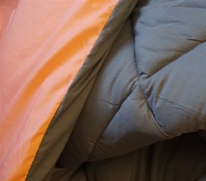 Fusion Coral/Granite Gray Reversible College Comforter - Twin XL Comforter for College Dorm Essentials