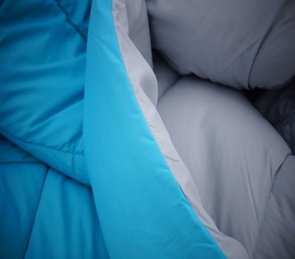 Glacier Gray/Aqua Reversible College Comforter - Twin Extra Long Comforter