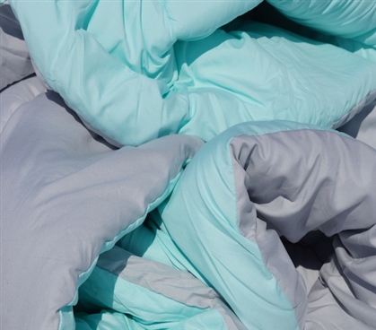 Glacier Gray/Bleached Aqua Reversible College Comforter - Twin XL