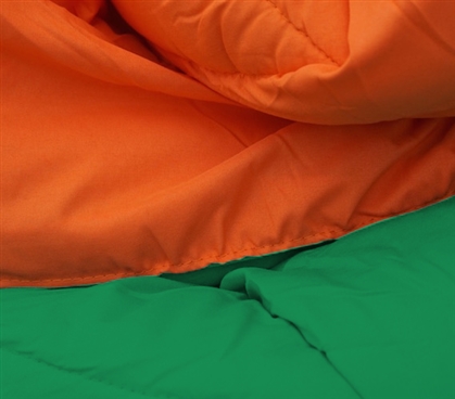 Kelly Green/Orange Reversible College Comforter - Twin XL - Comfort for Cheap