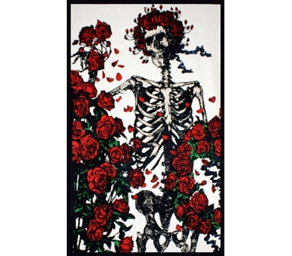 Enhance Dorm Decor - Skeleton Roses Tapestry - Cool Band Tapestry