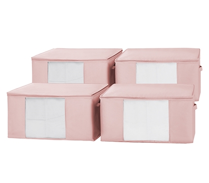 Pink Storage Bag Large Under The Bed Dorm Bins with Clear Window College Organization Products