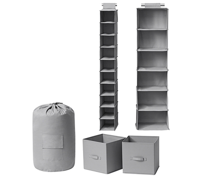 Durable College Storage Solutions TUSK 5-Piece Alloy Gray Dorm Room Organization Essentials