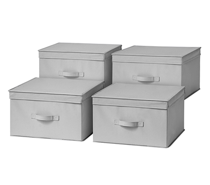 Large College Storage Boxes 4-Pack Durable TUSKÂ® Jumbo Dorm Storage in Alloy Gray