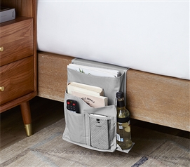 Durable TUSK Dorm Storage Solutions Neutral Alloy Gray College Bedside Caddy for Extra Long Twin Bed