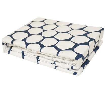 Stylish College Sheet Set White and Navy Blue Midnight Hive Twin XL Bedding Essentials