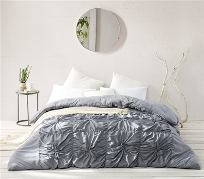 Twin Extra Long Comforter Made with Ultra Cozy Microfiber Handcrafted Au Courant Alloy Gray Essential College Bedding