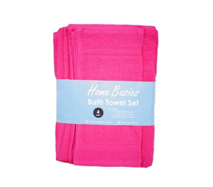 Girly 4 Piece Bright Pink Towel Bathroom Set Must Have Dorm Items