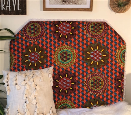 Fun College Dorm Decor Vibrant Dorm Room Headboard Vibrant African Sun Pattern