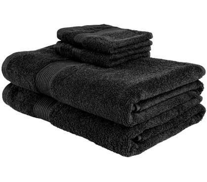 Black Towel Set Antimicrobial 100 Cotton Bathroom Supplies for Dorm Rooms College Essentials