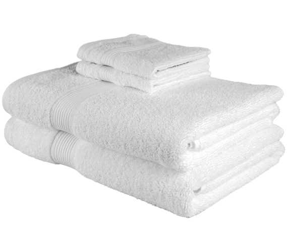 Dorm Bathroom Essentials: Antimicrobial College Towel and Washcloth 2-Pack  - 100% Cotton - White