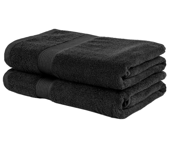 Antimicrobial College Towel 2-Pack - 100% Cotton - Black