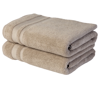 Two Pack of Tan Cotton Towels - Antimicrobial Bath Sheets for College Students Dorm Must-Haves