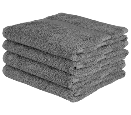 Essential Antimicrobial College Towels 100% Cotton Dorm Room Towel 4 Piece Charcoal Gray