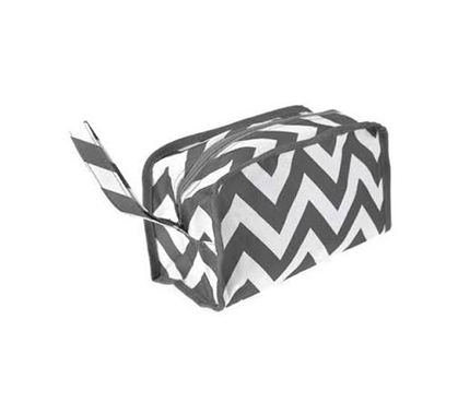 Shower Essential - Chevron Gray Travel Bag - Stylish Striped Design