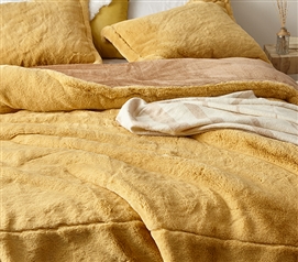 Machine Washable Dorm Comforter Set Lionhead: Sahara Sun Ultra Cozy College Bedding Made with Thick Chunky Bunny Plush