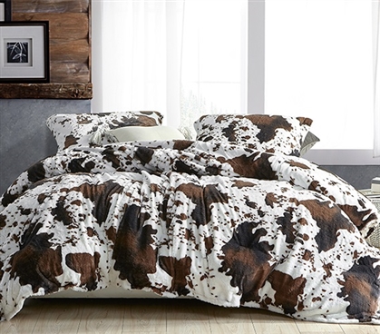Coma Inducer Moo Cow Extra Long Twin Comforter Set Animal Print Pattern College Bedding Made with Super Soft Plush