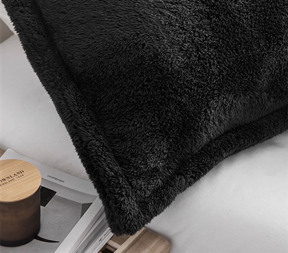 Black Dorm Bedding Essential Plush Pillow Case College Room Decor Student Life Needs
