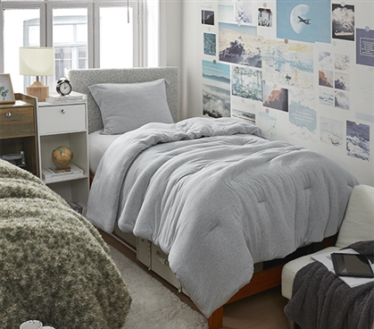 Neutral Gray Twin XL Bedspread Ultra Soft College Bedding High Quality Dorm Comforter Set