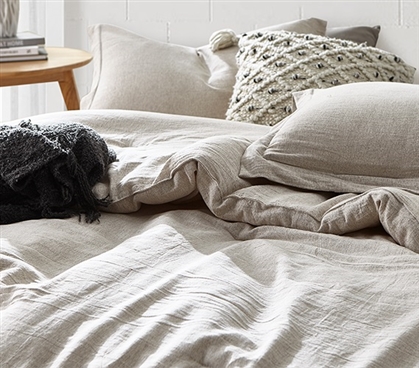 Machine Washable Twin XL Bedding Heathered Rustic Gray College Comforter Set Made with Yarn Dyed Cotton