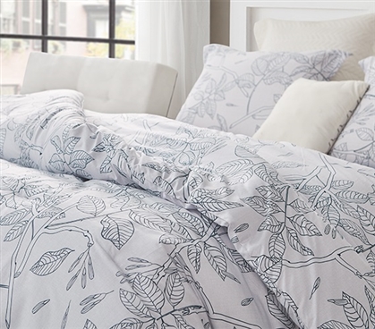 Stylish Designer Dorm Room Bedding Set Botanical Flora Trace Extra Long Twin Comforter