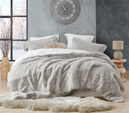 Thick Plush Twin Extra Long Comforter Set Chunky Bunny Coma Inducer Faux Fur Dorm Bedding Essentials