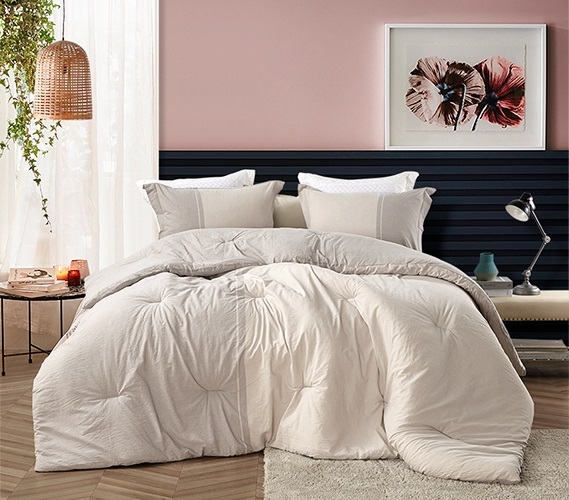 Easy to Match Half Moon Dorm Bedding with Neutral Desert and Cream Colors  Oversized College Comforter Set