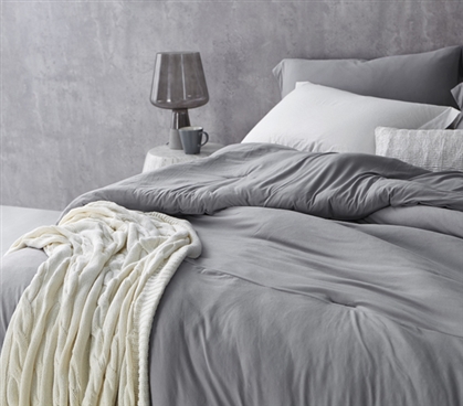 Most Comfortable Twin XL Oversize Comforter Alloy Gray Bare BottomÂ® Dorm Bedding Made with Spandex Infused Microfiber