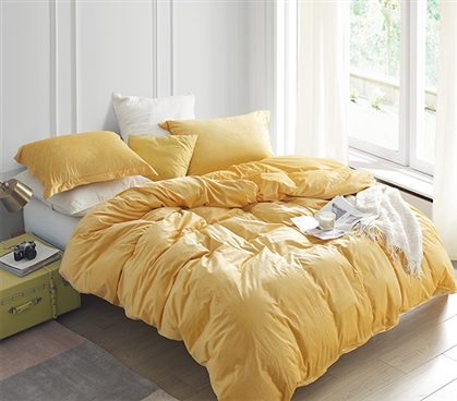 Pretty Mimosa Colored College Duvet Cover Machine Washable Dorm Bedding for XL Twin Comforter