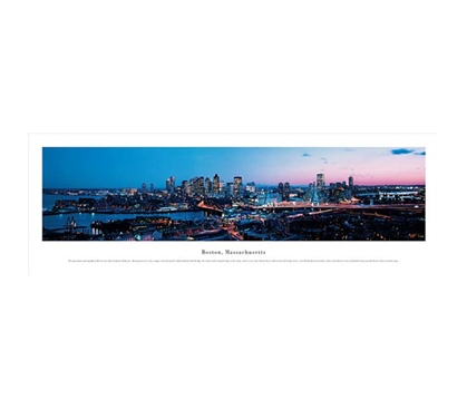 Boston, Massachusetts - Twilight Panorama Dorm Wall Art College Wall Decor