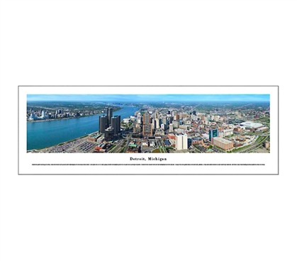 Detroit, Michigan - Skyline Panorama Dorm Room Decorations College Supplies