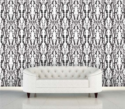 Branches Black and White Designer Removable Wallpaper For Dorms College Supplies