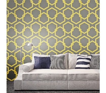 Dorm Essentials Honeycomb Citron Designer Dorm Room Wallpaper Dorm Room Decorations